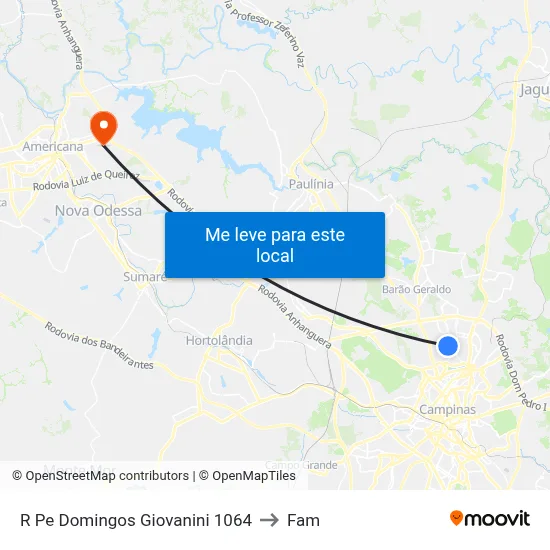 R Pe Domingos Giovanini 1064 to Fam map