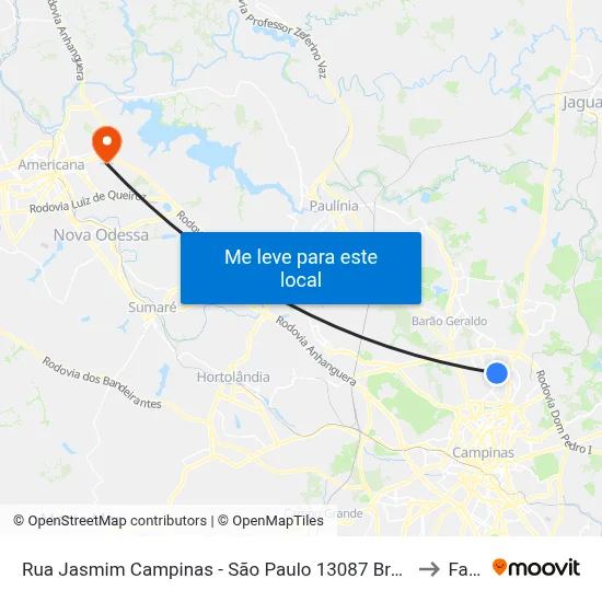 Rua Jasmim Campinas - São Paulo 13087 Brasil to Fam map