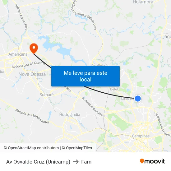 Av Osvaldo Cruz (Unicamp) to Fam map