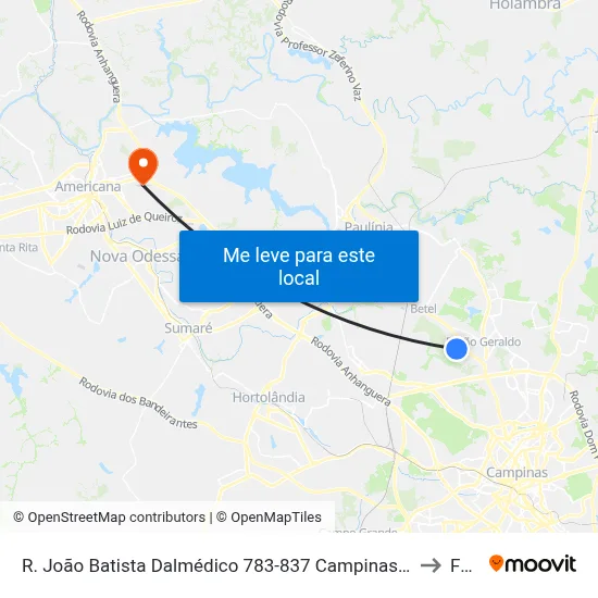 R. João Batista Dalmédico 783-837 Campinas - SP Brasil to Fam map