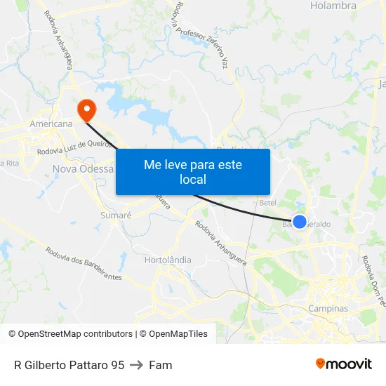 R Gilberto Pattaro 95 to Fam map