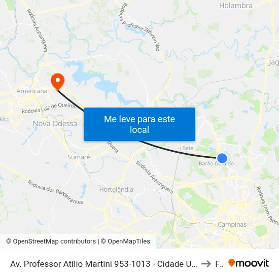 Av. Professor Atílio Martini 953-1013 - Cidade Universitária Campinas - SP 13083-830 Brasil to Fam map