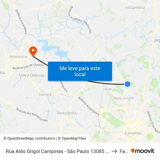Rua Aldo Grigol Campinas - São Paulo 13085 Brasil to Fam map