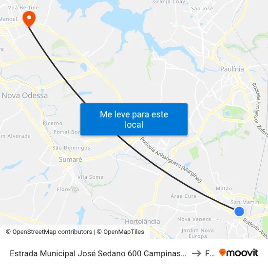 Estrada Municipal José Sedano 600 Campinas - São Paulo 13069-335 Brasil to Fam map