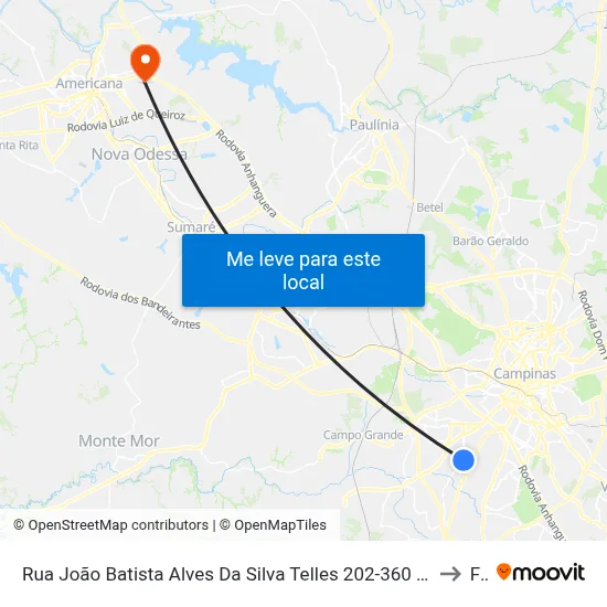 Rua João Batista Alves Da Silva Telles 202-360 - Jardim Indianopolis Campinas - SP 13050-211 Brasil to Fam map