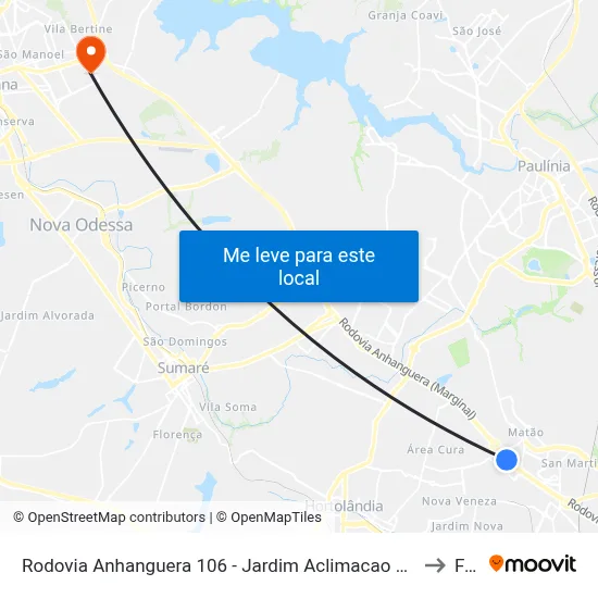 Rodovia Anhanguera 106 - Jardim Aclimacao Campinas - SP Brasil to Fam map