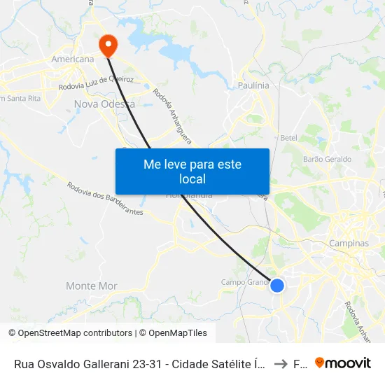 Rua Osvaldo Gallerani 23-31 - Cidade Satélite Íris Campinas - SP Brasil to Fam map