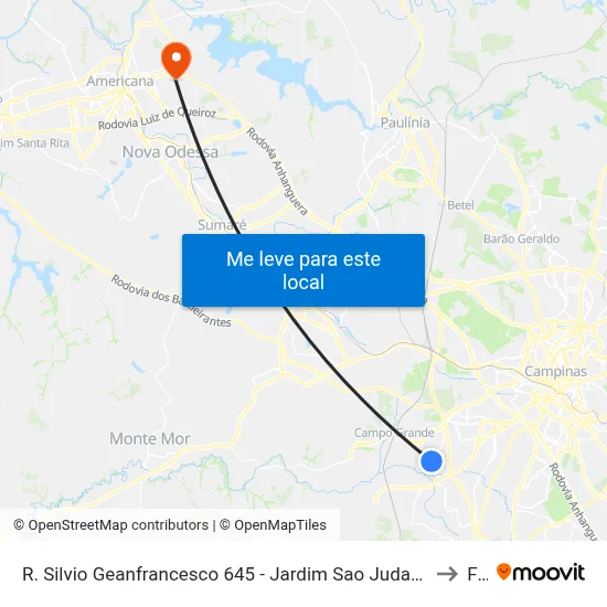 R. Silvio Geanfrancesco 645 - Jardim Sao Judas Tadeu Campinas - SP 13059-721 Brasil to Fam map