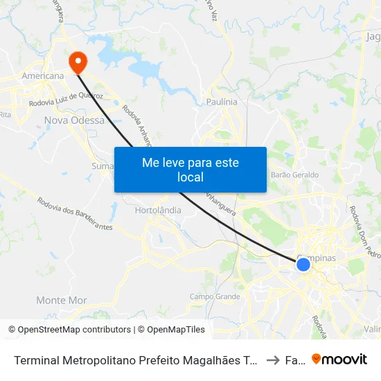 Terminal Metropolitano Prefeito Magalhães Teixeira to Fam map