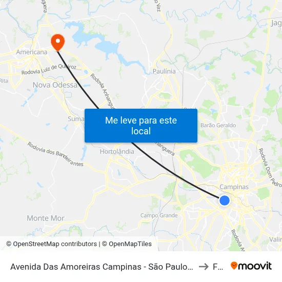 Avenida Das Amoreiras Campinas - São Paulo 13030 Brasil to Fam map