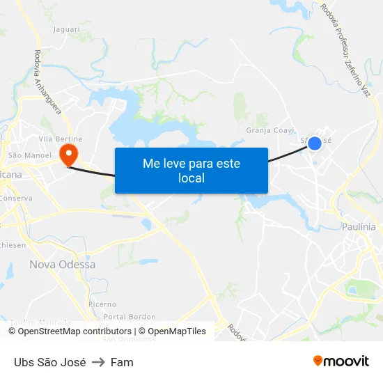 Ubs São José to Fam map