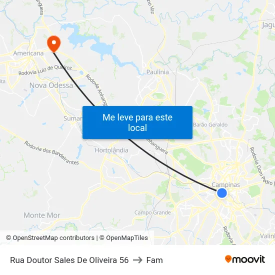 Rua Doutor Sales De Oliveira 56 to Fam map