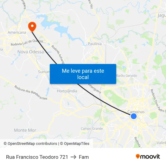 Rua Francisco Teodoro 721 to Fam map