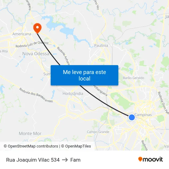 Rua Joaquim Vilac 534 to Fam map