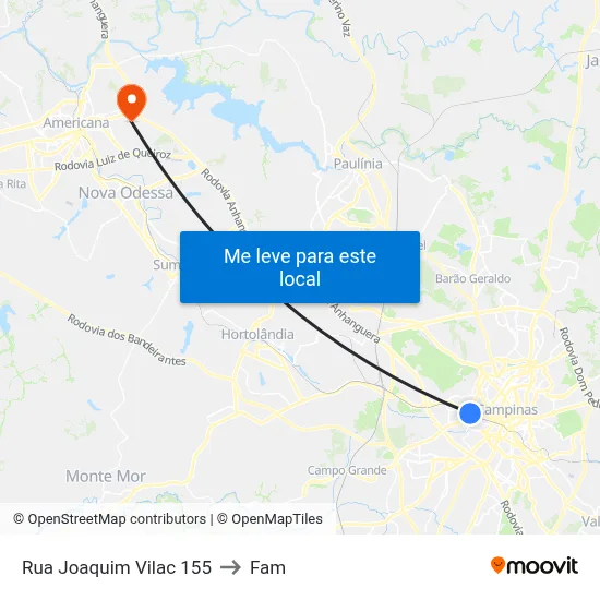 Rua Joaquim Vilac 155 to Fam map