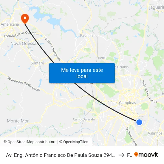 Av. Eng. Antônio Francisco De Paula Souza 2940 - Jardim São Vicente Campinas - SP 13044-502 Brasil to Fam map