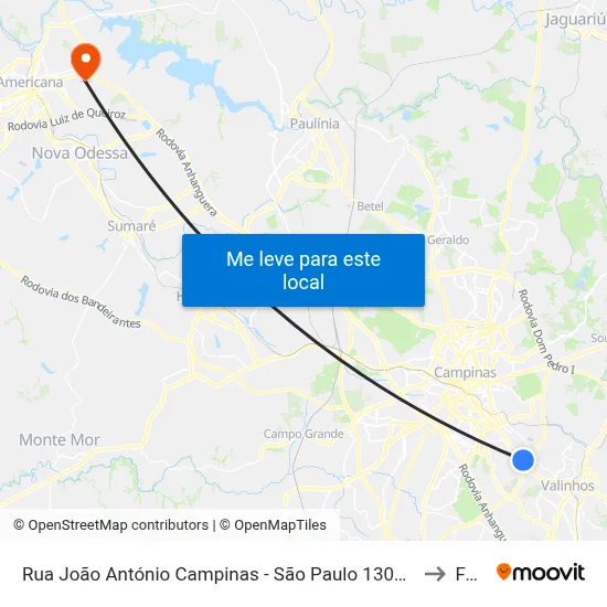Rua João António Campinas - São Paulo 13045 Brasil to Fam map