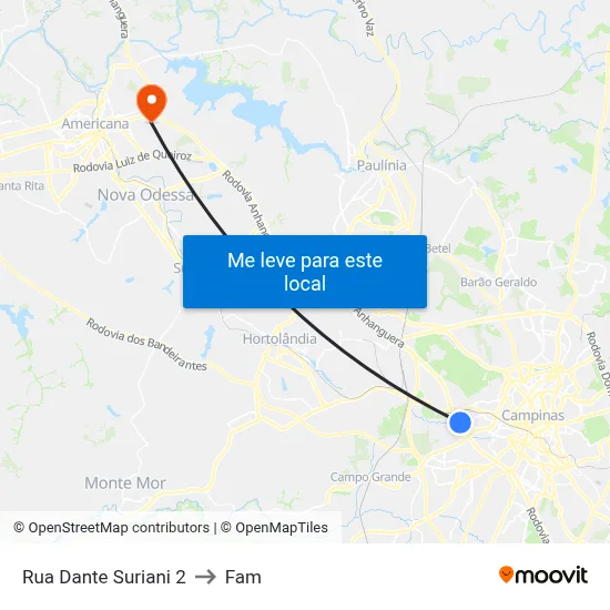 Rua Dante Suriani 2 to Fam map
