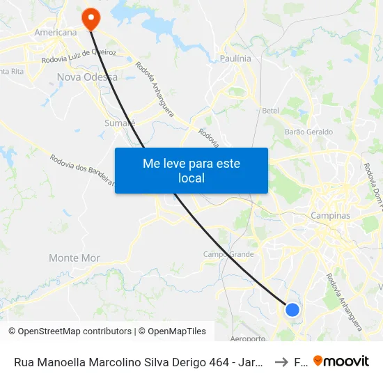 Rua Manoella Marcolino Silva Derigo 464 - Jardim San Diego Campinas - SP Brasil to Fam map