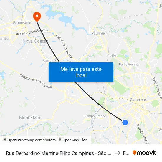 Rua Bernardino Martins Filho Campinas - São Paulo 13051 Brasil to Fam map