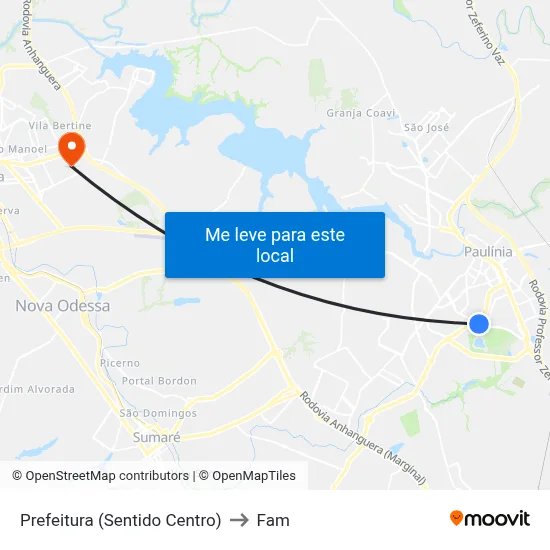 Prefeitura (Sentido Centro) to Fam map