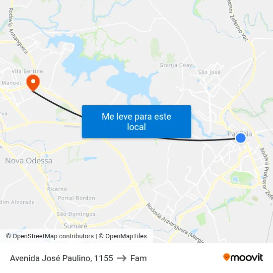 Avenida José Paulino, 1155 to Fam map