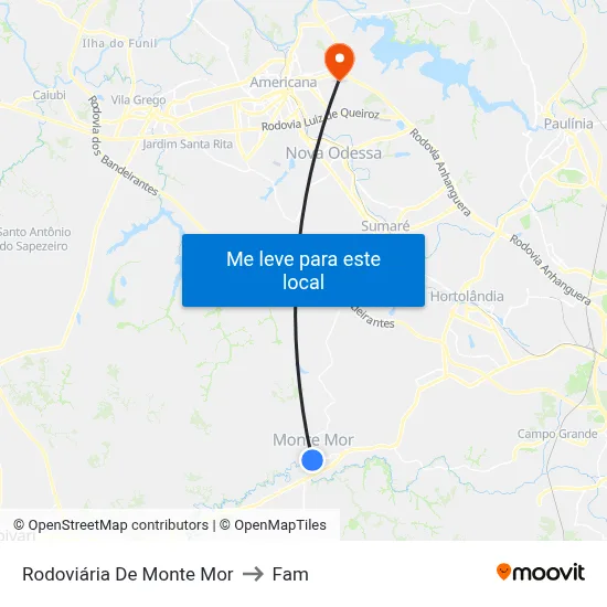Rodoviária De Monte Mor to Fam map