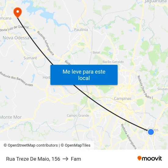 Rua Treze De Maio, 156 to Fam map