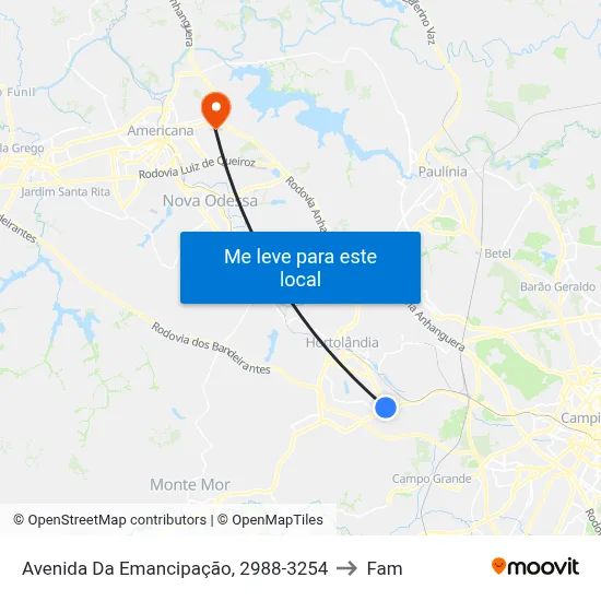Avenida Da Emancipação, 2988-3254 to Fam map