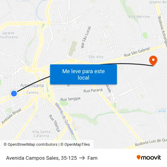 Avenida Campos Sales, 35-125 to Fam map