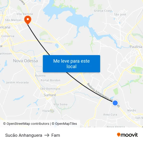 Sucão Anhanguera to Fam map