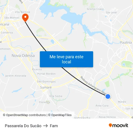 Passarela Do Sucão to Fam map