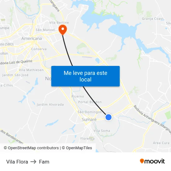 Vila Flora to Fam map
