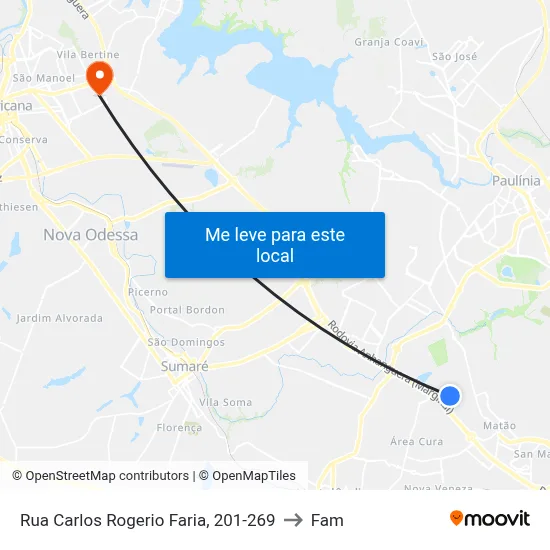 Rua Carlos Rogerio Faria, 201-269 to Fam map