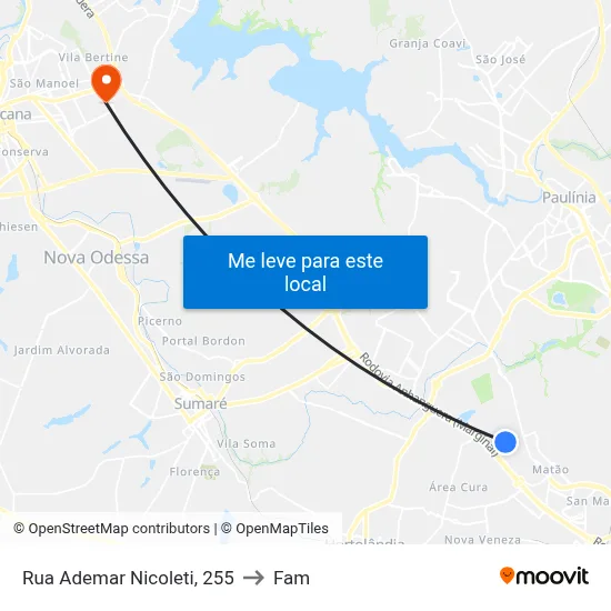 Rua Ademar Nicoleti, 255 to Fam map