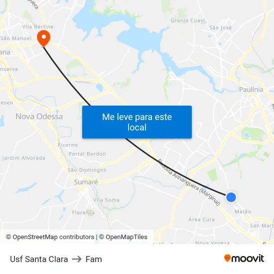Usf Santa Clara to Fam map