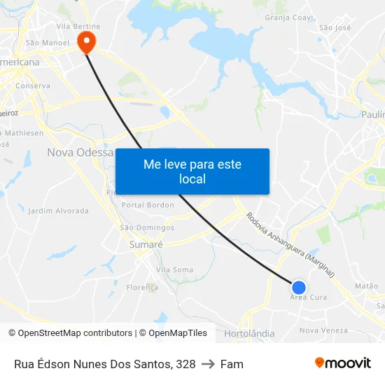 Rua Édson Nunes Dos Santos, 328 to Fam map