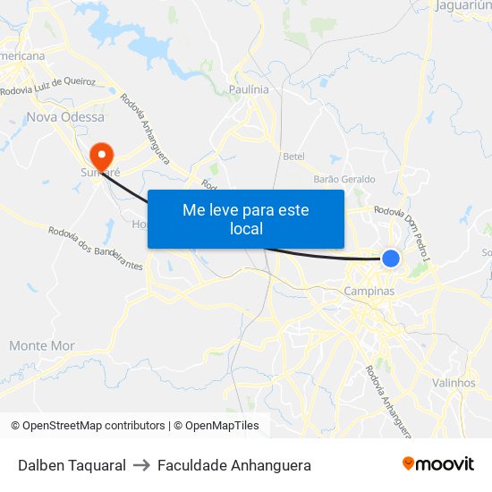 Dalben Taquaral to Faculdade Anhanguera map