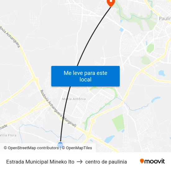 Estrada Municipal Mineko Ito to centro de paulinia map