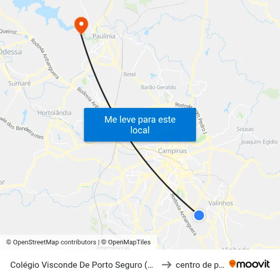 Colégio Visconde De Porto Seguro (Sentido Valinhos) to centro de paulinia map
