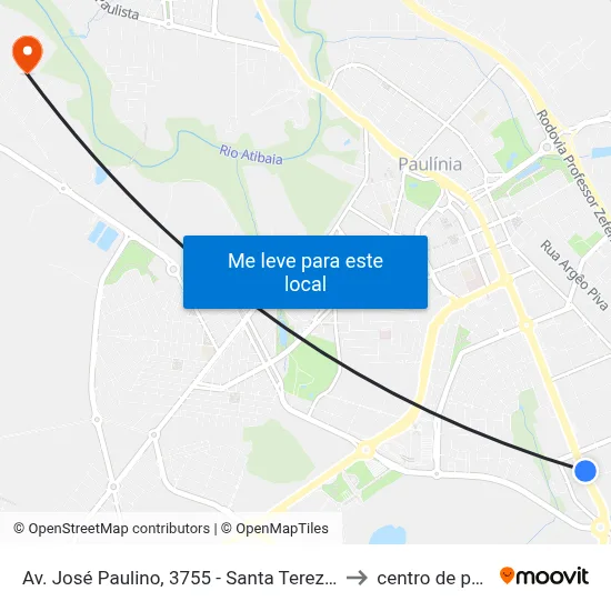Av. José Paulino, 3755 - Santa Terezinha, Paulínia to centro de paulinia map