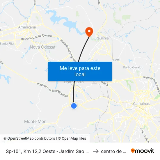 Sp-101, Km 12,2 Oeste - Jardim Sao Bento, Hortolândia to centro de paulinia map