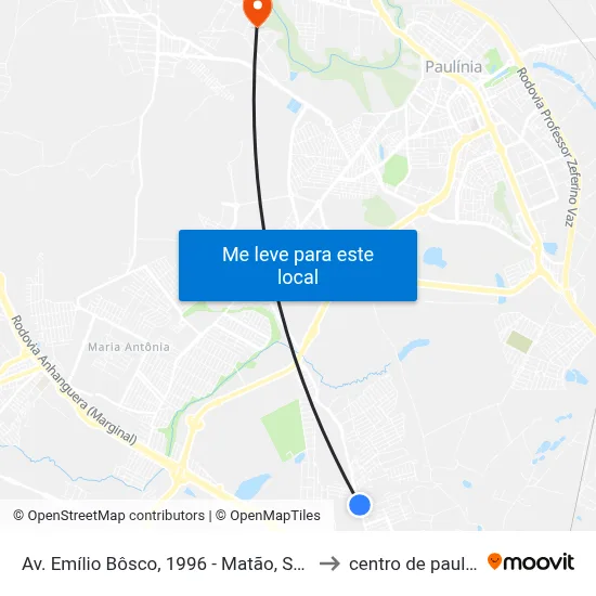 Av. Emílio Bôsco, 1996 - Matão, Sumaré to centro de paulinia map