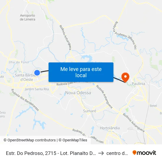 Estr. Do Pedroso, 2715 - Lot. Planalto Do Sol, Santa Bárbara D'Oeste to centro de paulinia map