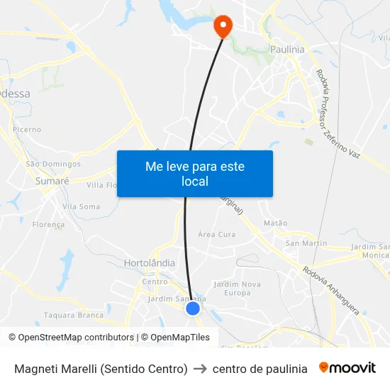 Magneti Marelli (Sentido Centro) to centro de paulinia map