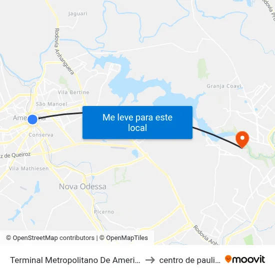 Terminal Metropolitano De Americana to centro de paulinia map
