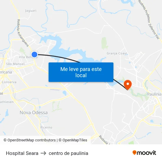 Hospital Seara to centro de paulinia map