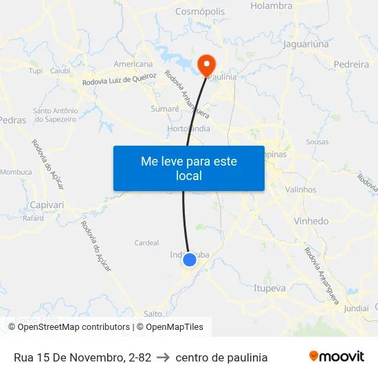 Rua 15 De Novembro, 2-82 to centro de paulinia map