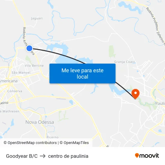 Goodyear B/C to centro de paulinia map