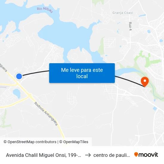 Avenida Chalil Miguel Onsi, 199-329 to centro de paulinia map
